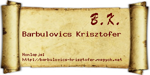 Barbulovics Krisztofer névjegykártya